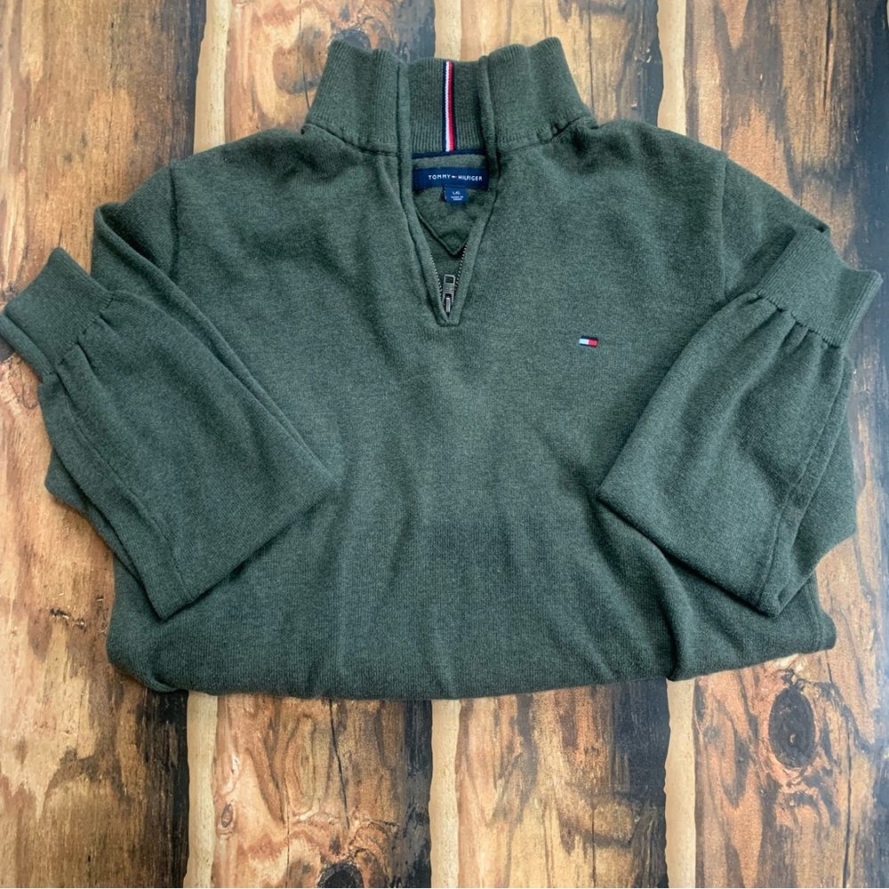 Men’s half zip sweater - Tommy Hilfiger - olive green